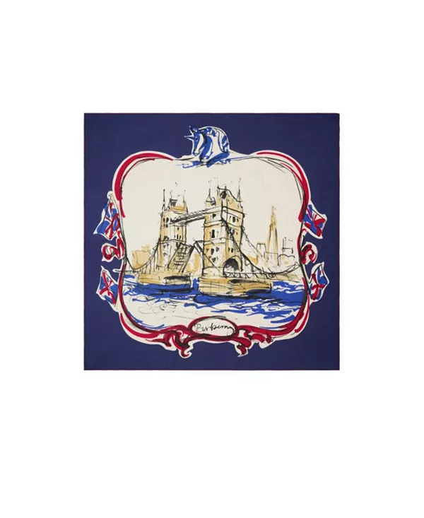 Кашемировый шелковый шарф Тауэрского моста Burberry, синий
Кашемировый шелковый шарф Тауэрского моста Burberry, синий