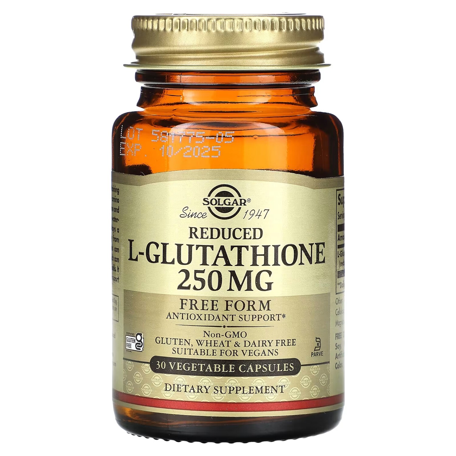 Восстановленный L-глутатион Solgar 250 мг, 30 капсул
Восстановленный L-глутатион Solgar 250 мг, 30 капсул