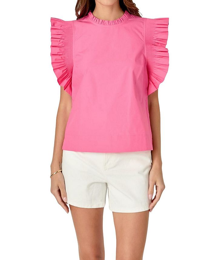 Женская блузка из поплина с оборками на рукавах English Factory, розовый
Женская блузка из поплина с оборками на рукавах English Factory, розовый