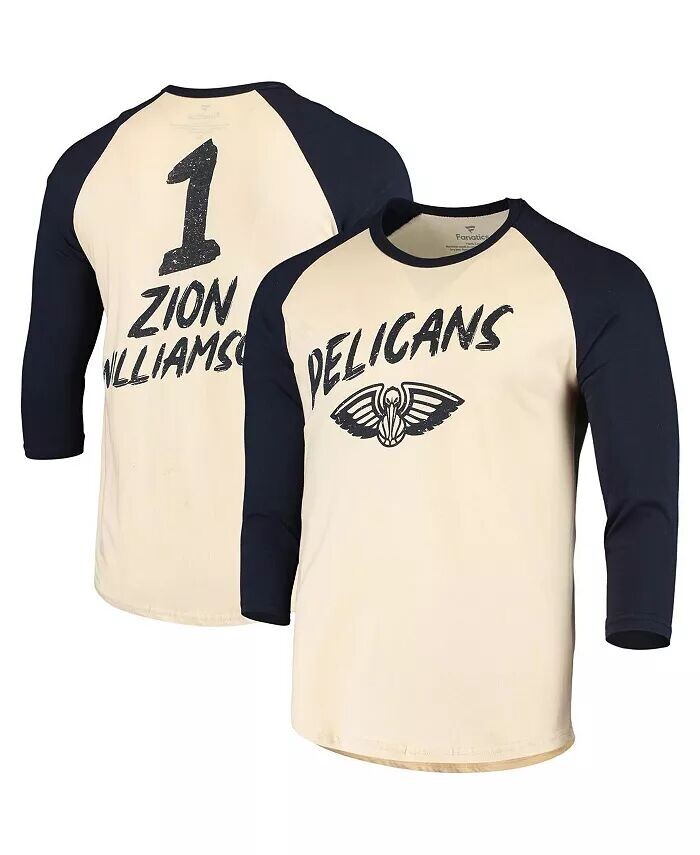 Мужская футболка Zion Williamson Cream, Navy New Orleans Pelicans с рукавом реглан 3/4 Fanatics
Мужская футболка Zion Williamson Cream, Navy New Orleans Pelicans с рукавом реглан 3/4 Fanatics