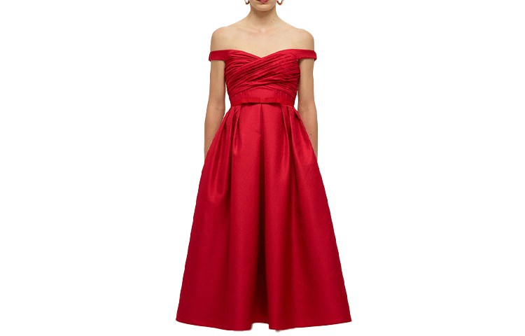 Женское красное платье без рукавов Self-portrait, красный