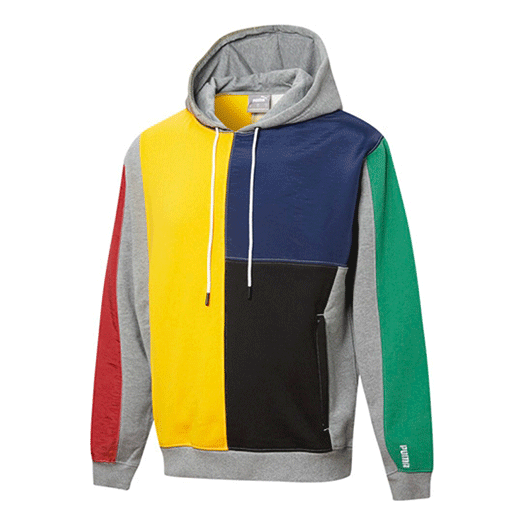 

Худи PUMA Signature Hoodie Sweatshirt 'Grey Yellow Green Red', серый
