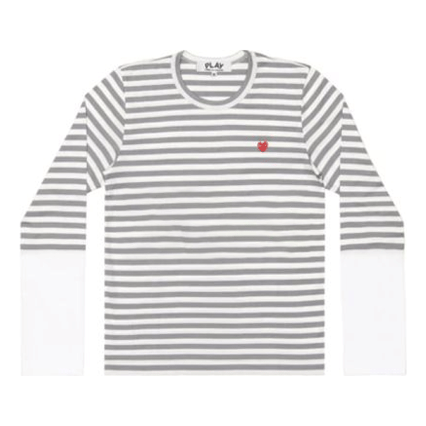 Футболка COMME des GARCONS PLAY L/S Bi-Colour Stripe White Sleeve T-Shirt 'Grey White' AZ-T320-051-3, серый