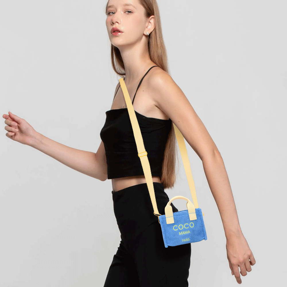 Коко Мама Мессадж Заостренная Терри Мини Сумка-тоут / Кроссбоди FASHNZFAB, синий