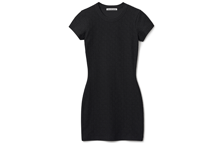 Alexander Wang Женское черное платье с коротким рукавом