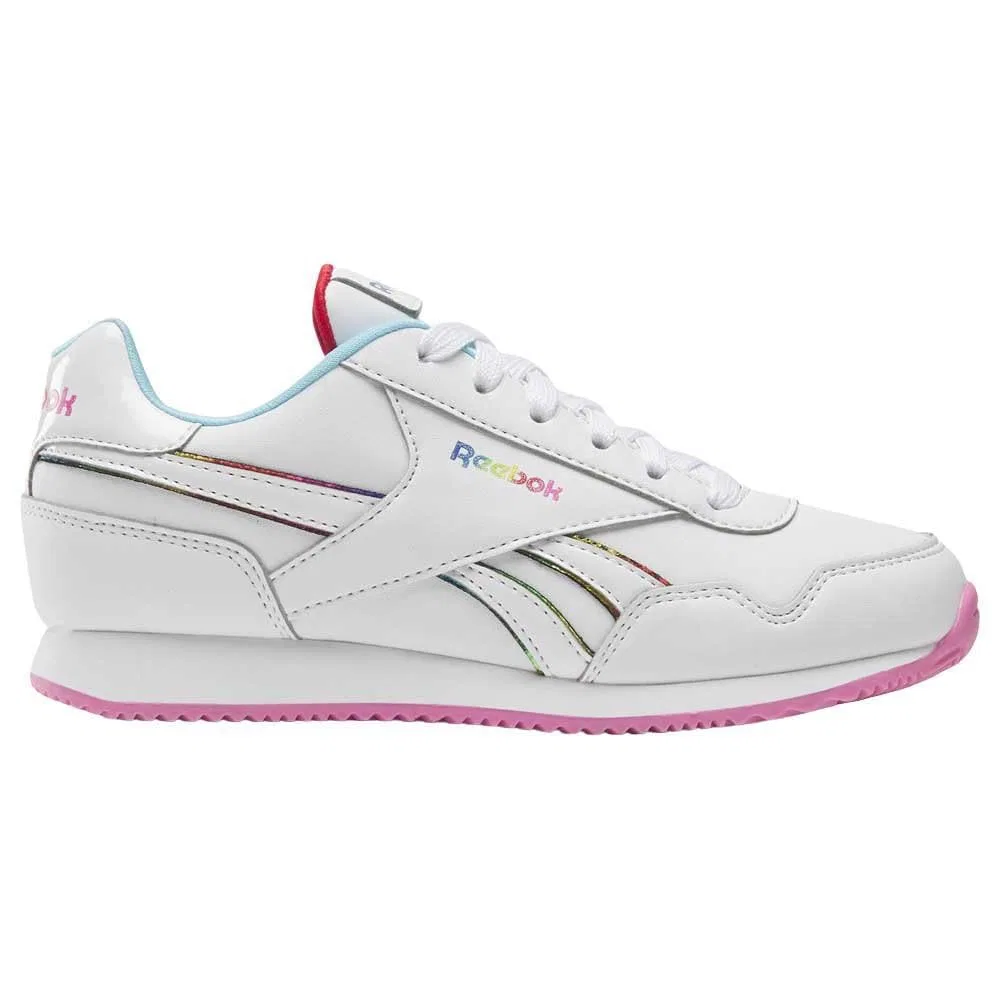 Детские кроссовки для девочек кожаные Reebok Royal Cl Jog 3.0, White Vecred Dgtblu — фото 2