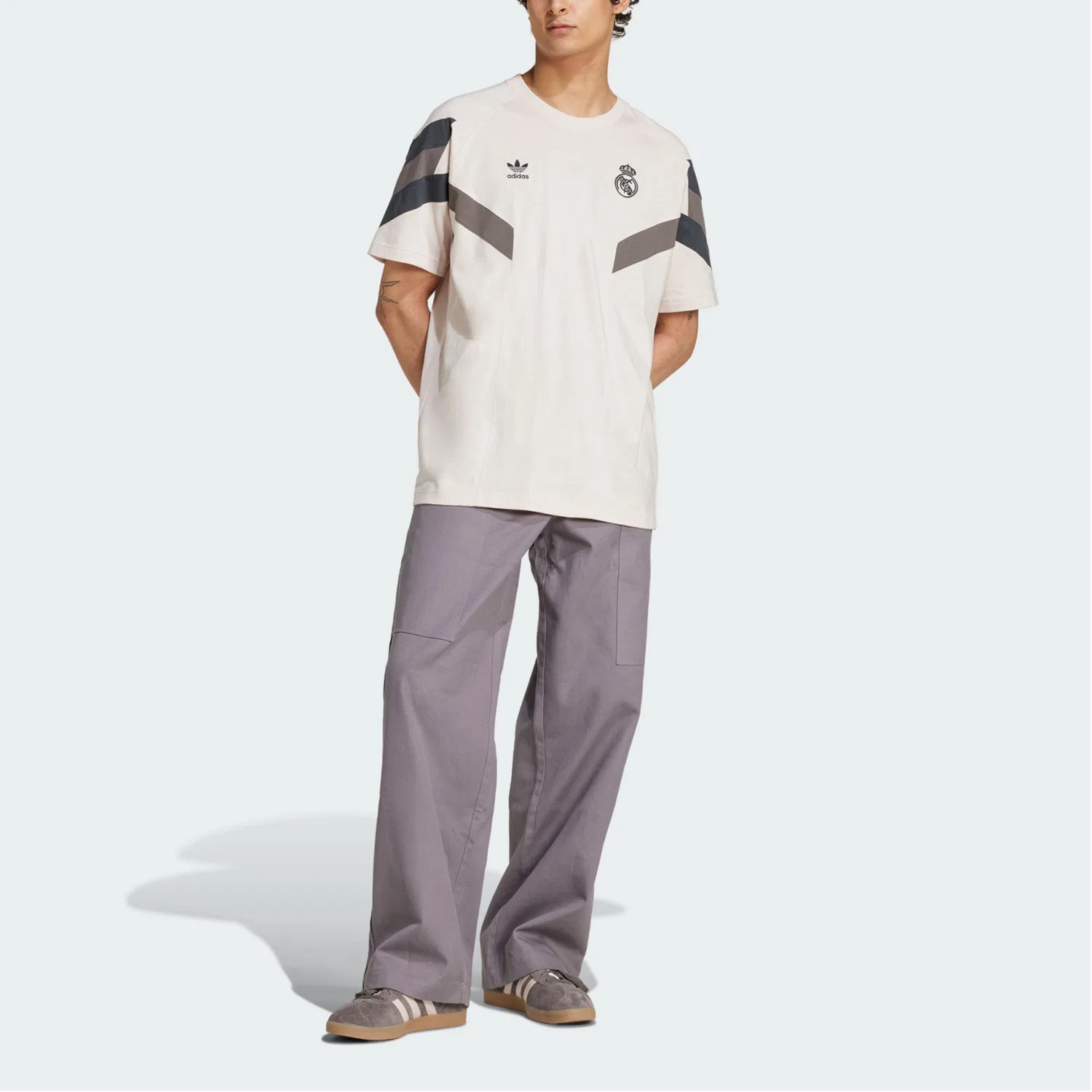 Мужская футболка с принтом Real Madrid Originals Adidas Originals, Light Sesame Purple Pink/Dark Heather Gray — фото 4