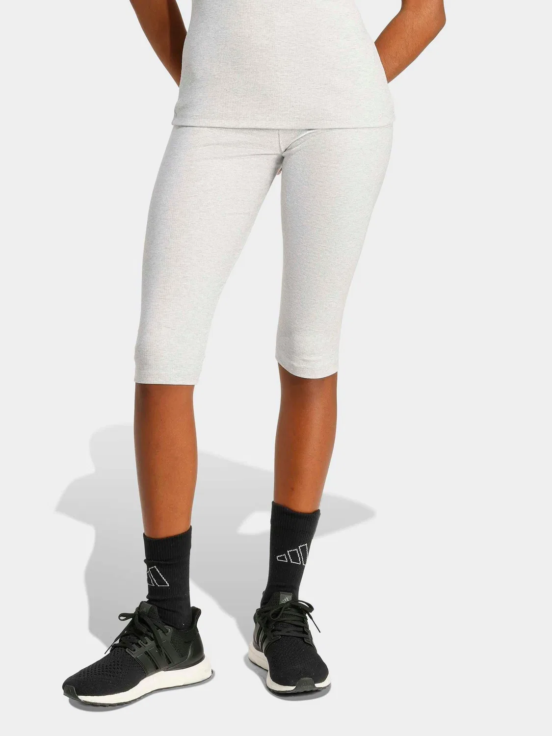 Леггинсы капри Rib adidas, серый