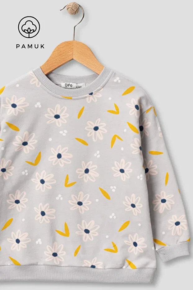 Детские свитшот для девочек с принтом Difa Kids, Gray — фото 3
