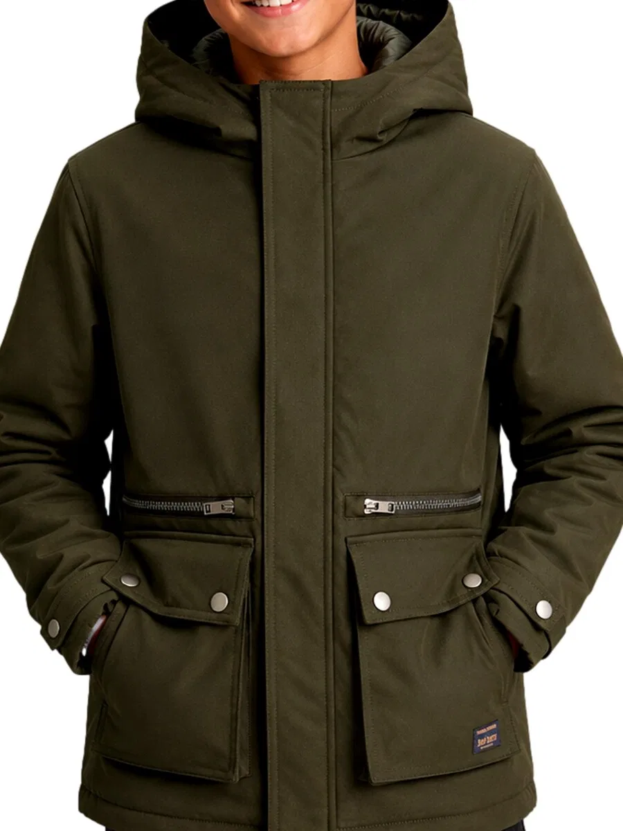 Детская зимняя куртка Jack & Jones Junior 'JJEWOLF' оливкового цвета — фото 4
