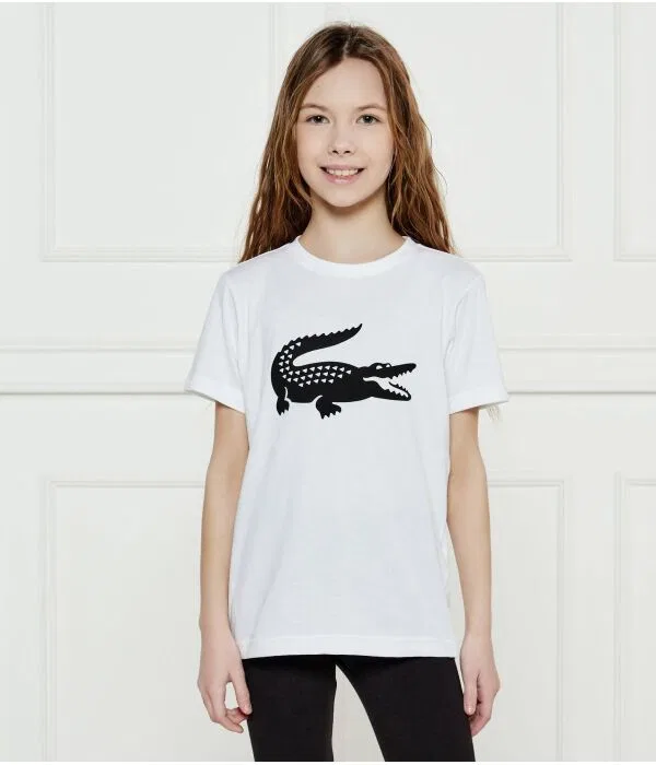 Детская футболка для девочек с круглым вырезом Lacoste, белый