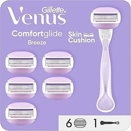 Бритва женская с увлажняющей полосой Gillette Venus Comfortglide Breeze, 1 ручка и 6 сменных картриджей