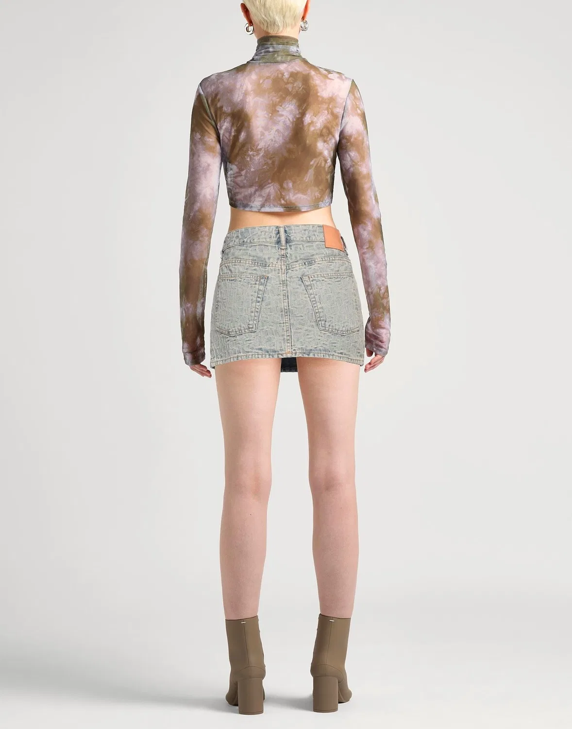 Женская юбка-трапеция джинсовая средней посадки Acne Studios, синий — фото 3