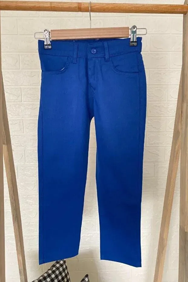 Детские брюки для девочек изо льна Generic Brands, Saks Blue — фото 2