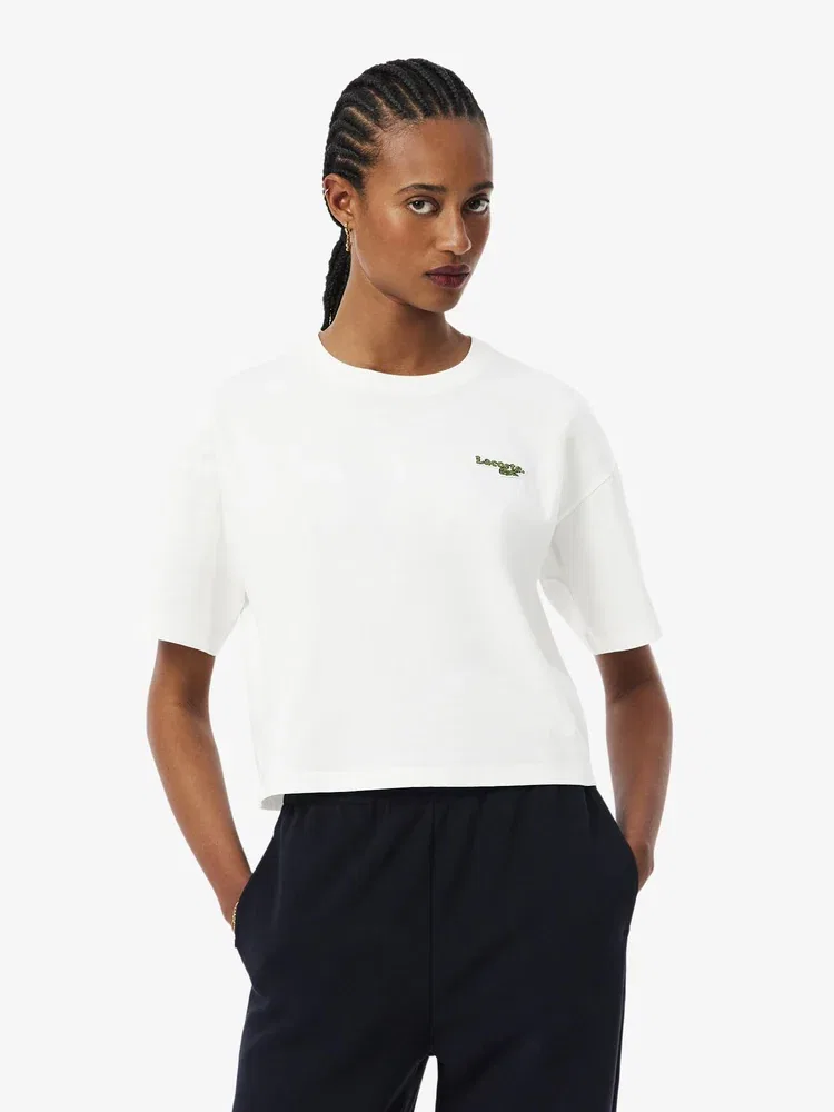 Футболка LACOSTE TF7605, полуприлегающая, белая