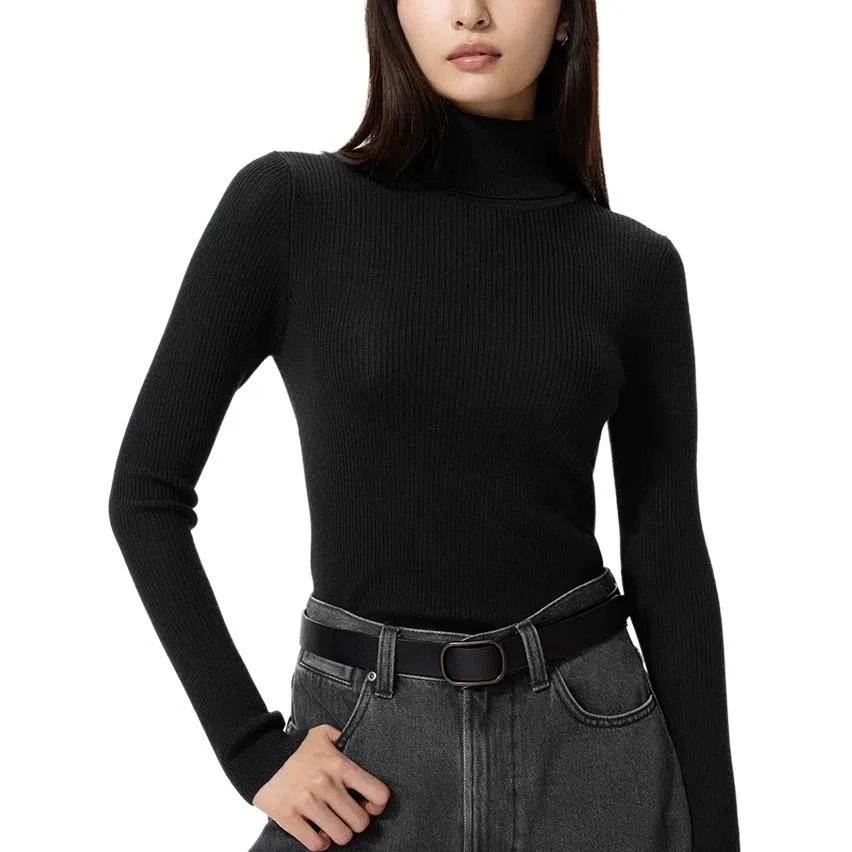 Женский свитер с водолазкой UNIQLO, Black — фото 3