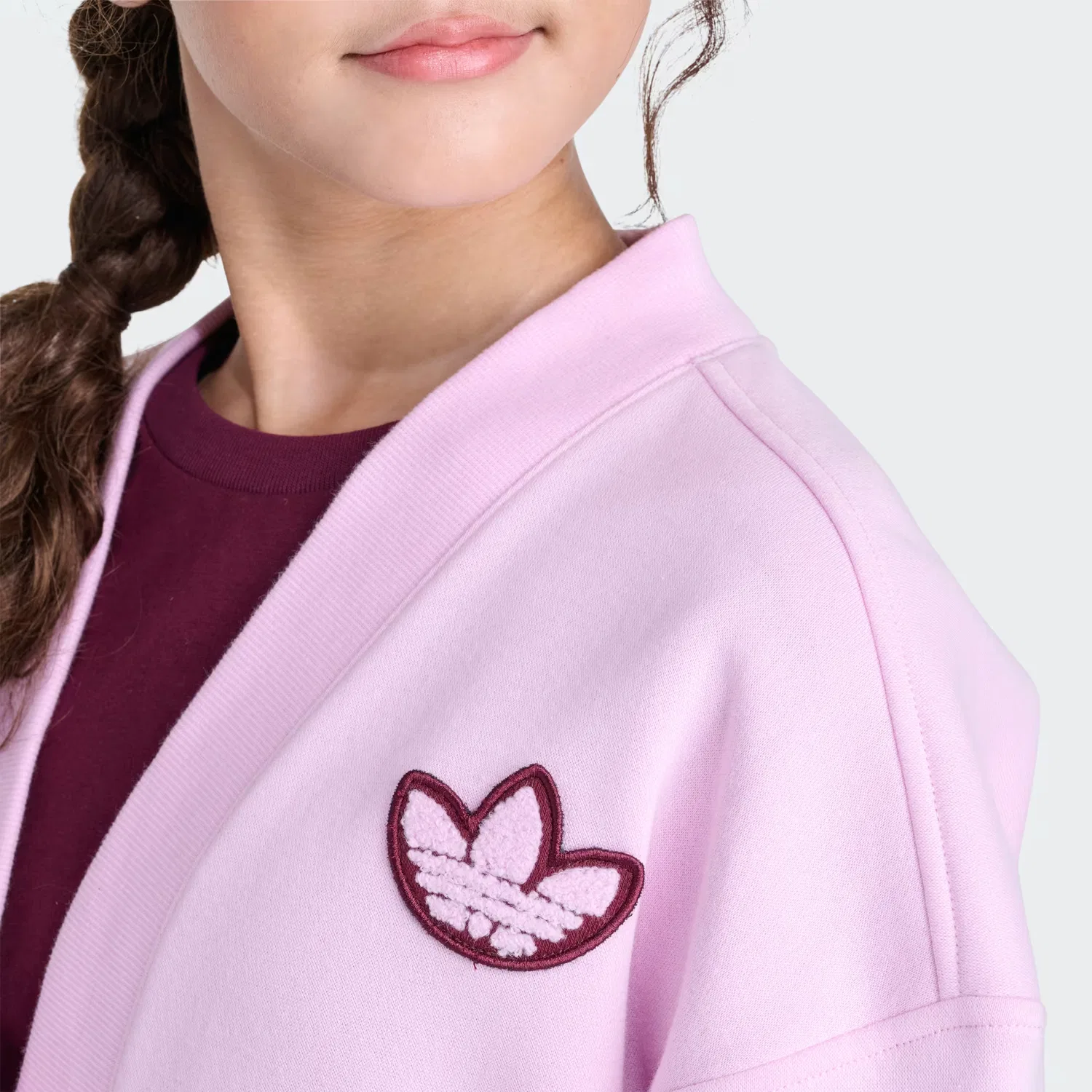Детский кардиган из флиса Varsity Adidas Originals, Light Orchid — фото 4