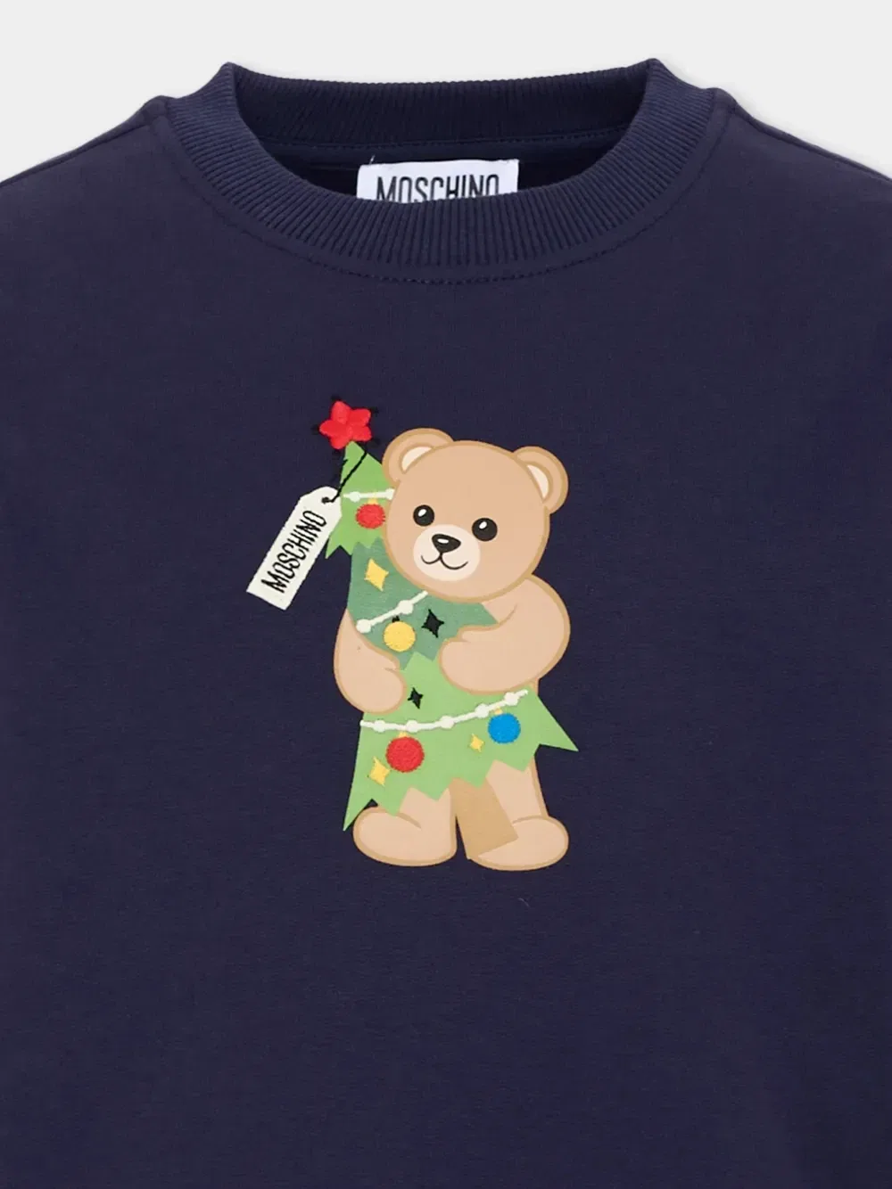 Свитшот с мишкой Тедди Moschino Kids, синий — фото 3