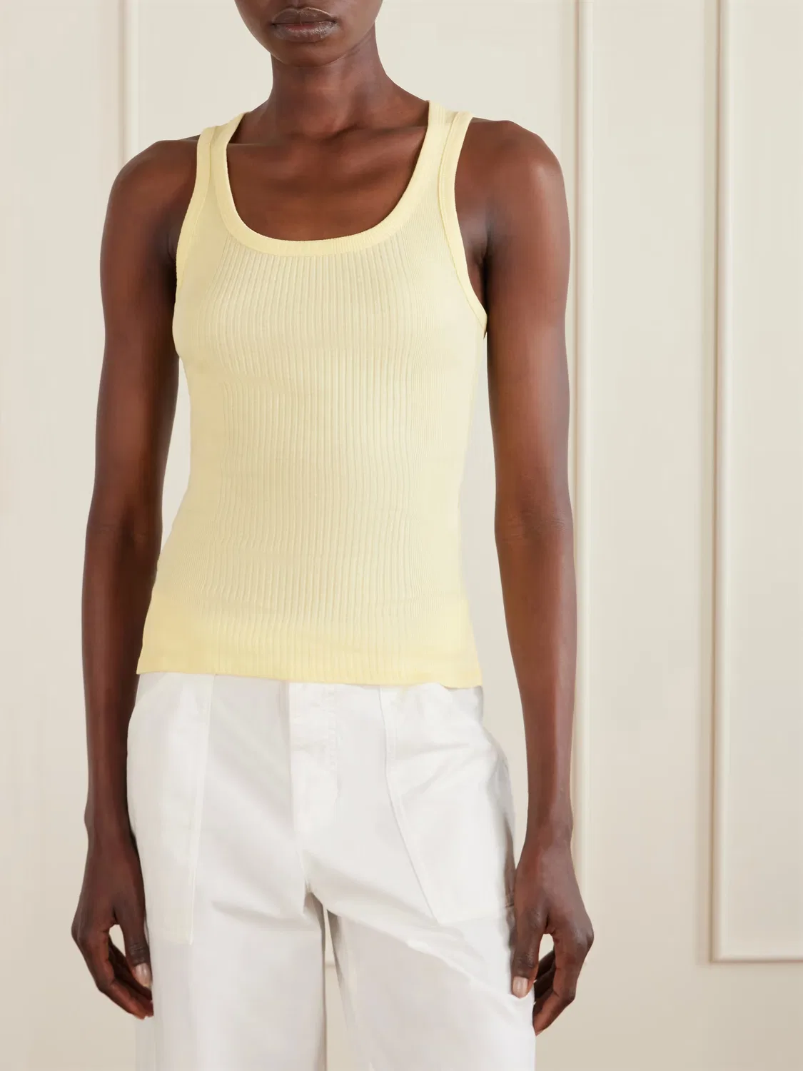 Топ из ребристого хлопкового трикотажа Jacquemus, желтый — фото 3