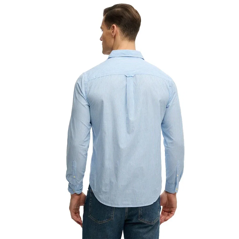 Мужская рубашка с длинным рукавом Cut Away Poplin Superdry, Blue — фото 2