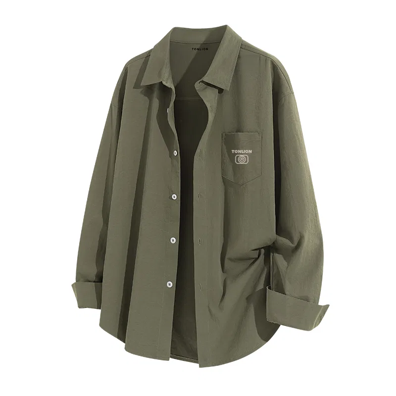 Детская рубашка с длинным рукавом Tonlion, Цвет: Ice Silk Long Sleeve Shirt Military Green