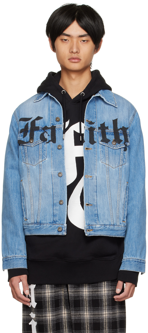 

Синяя джинсовая куртка с принтом Faith Connexion, Синий, Синяя джинсовая куртка с принтом Faith Connexion