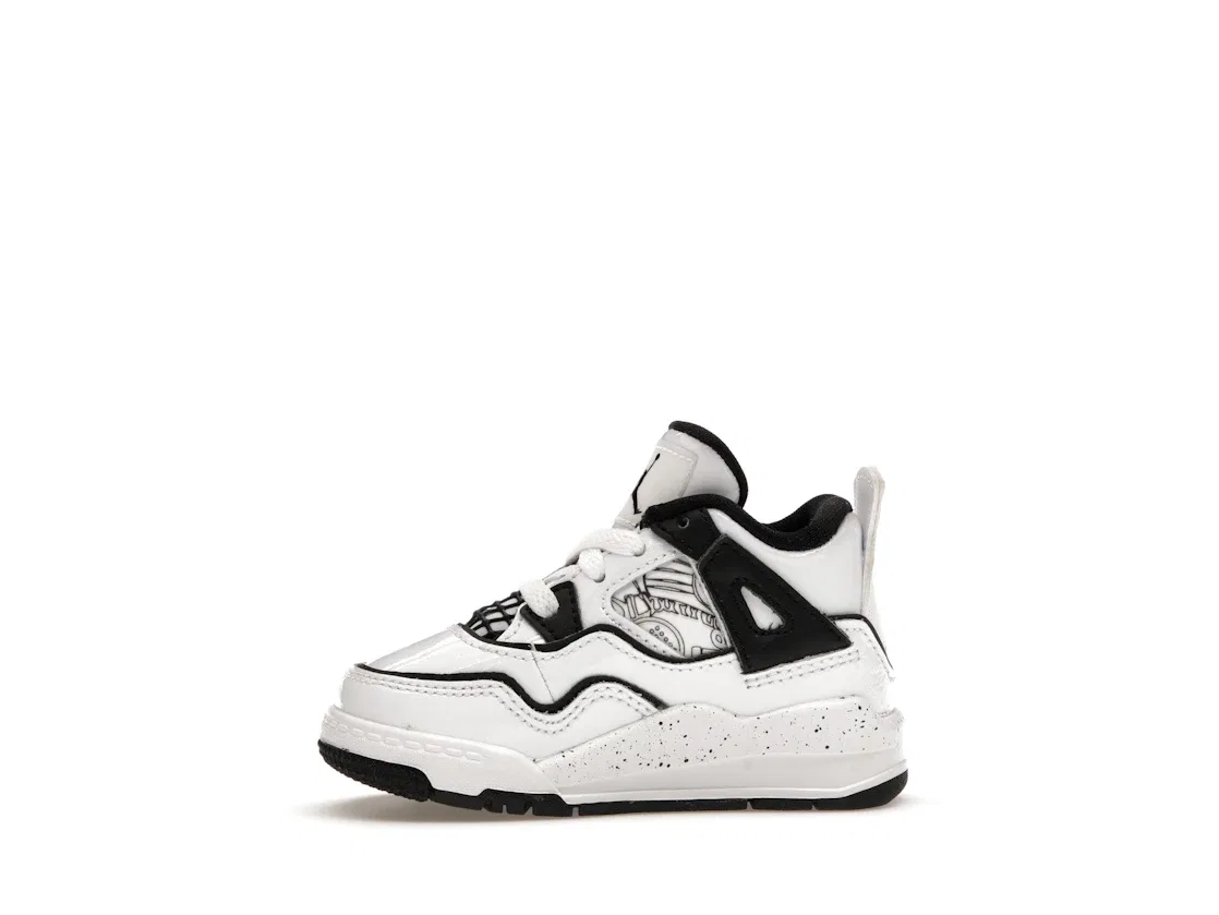 Детские кроссовки Lifestyle Jordan 4 Retro, White/Black-Volt — фото 3