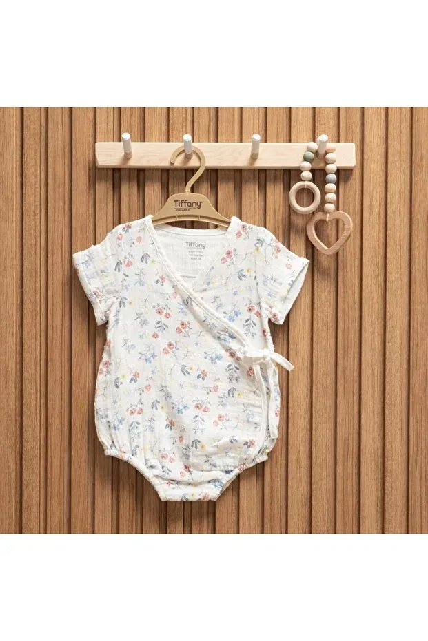 Детское боди-комбинезон для девочек хлопковый Muslin textured baby body - double breasted cut 60022 Tiffany, Ecru