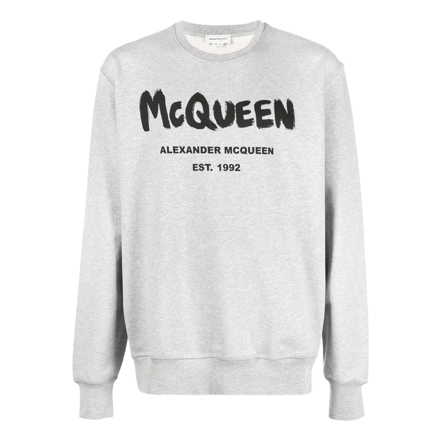 Свитшот Alexander McQueen SS24 Graffiti из органического хлопка, цвет «серый» 688713QTZ810902