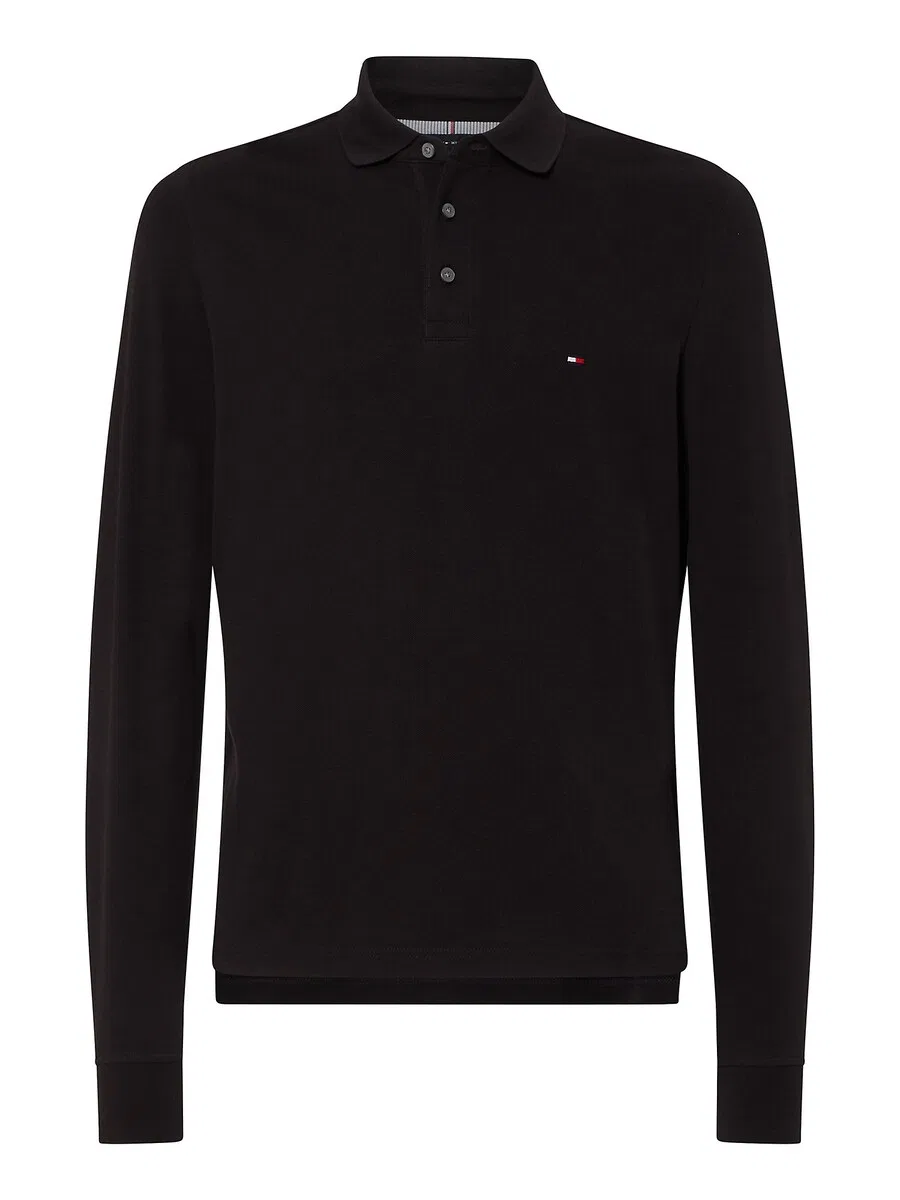 Рубашка TOMMY HILFIGER '1985 SLIM LS POLO' черного цвета