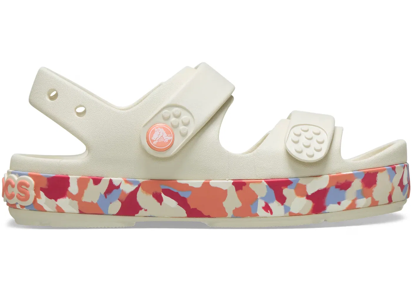 Детские сандалии с принтом Crocs Crocband Cruiser Glow Confetti Band Sandal, Summit White/Guava