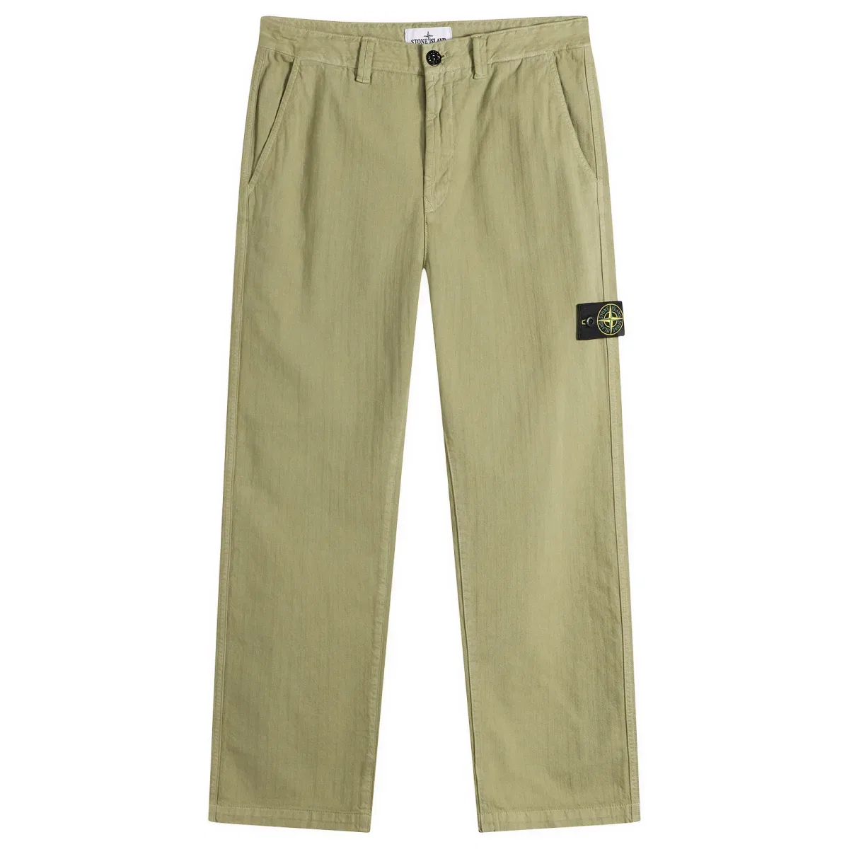Брюки из хлопка с диагональным переплетением Stone Island, Laurel Green