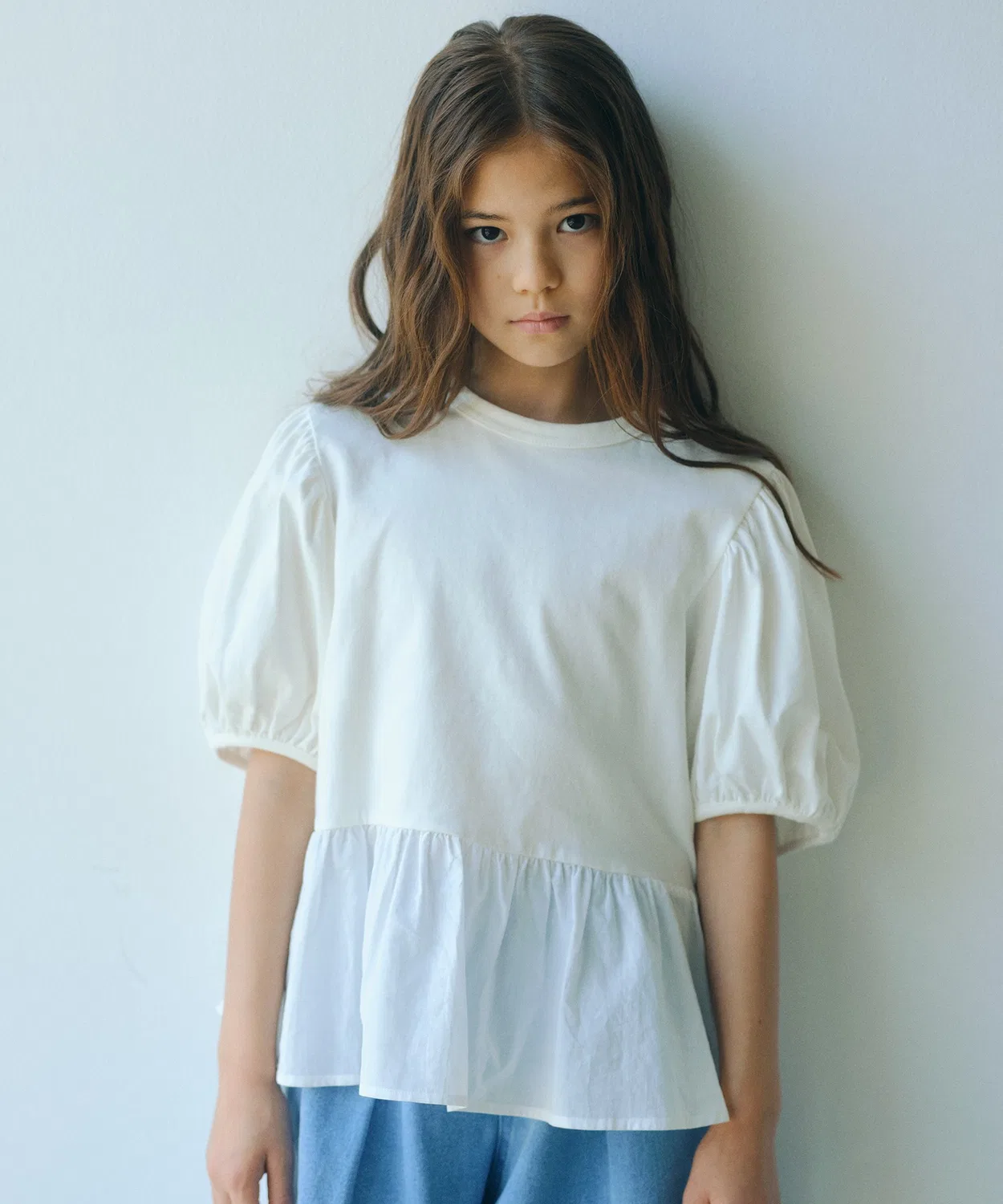 Детская футболка с коротким рукавом с воланами и принтом Puff Sleeve T-Shirt green label relaxing, Off White
