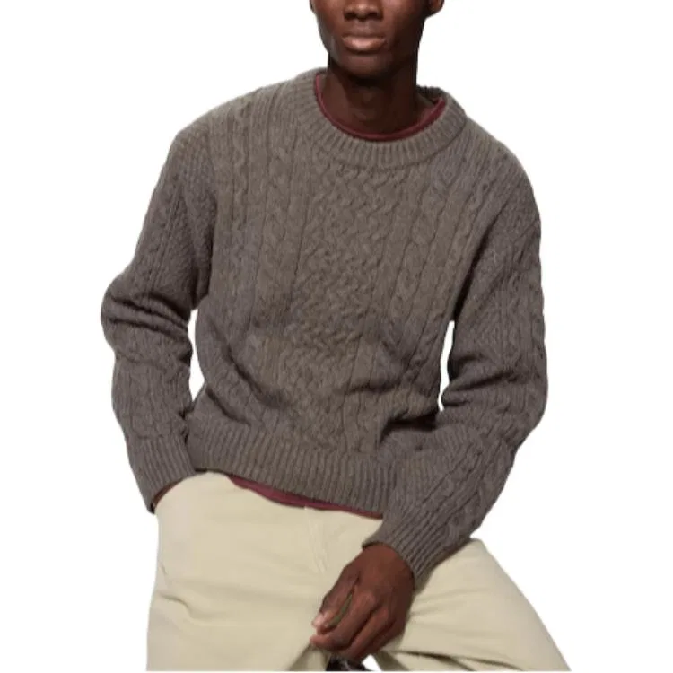 Мужской свитер с круглым вырезом Dark Brown UNIQLO