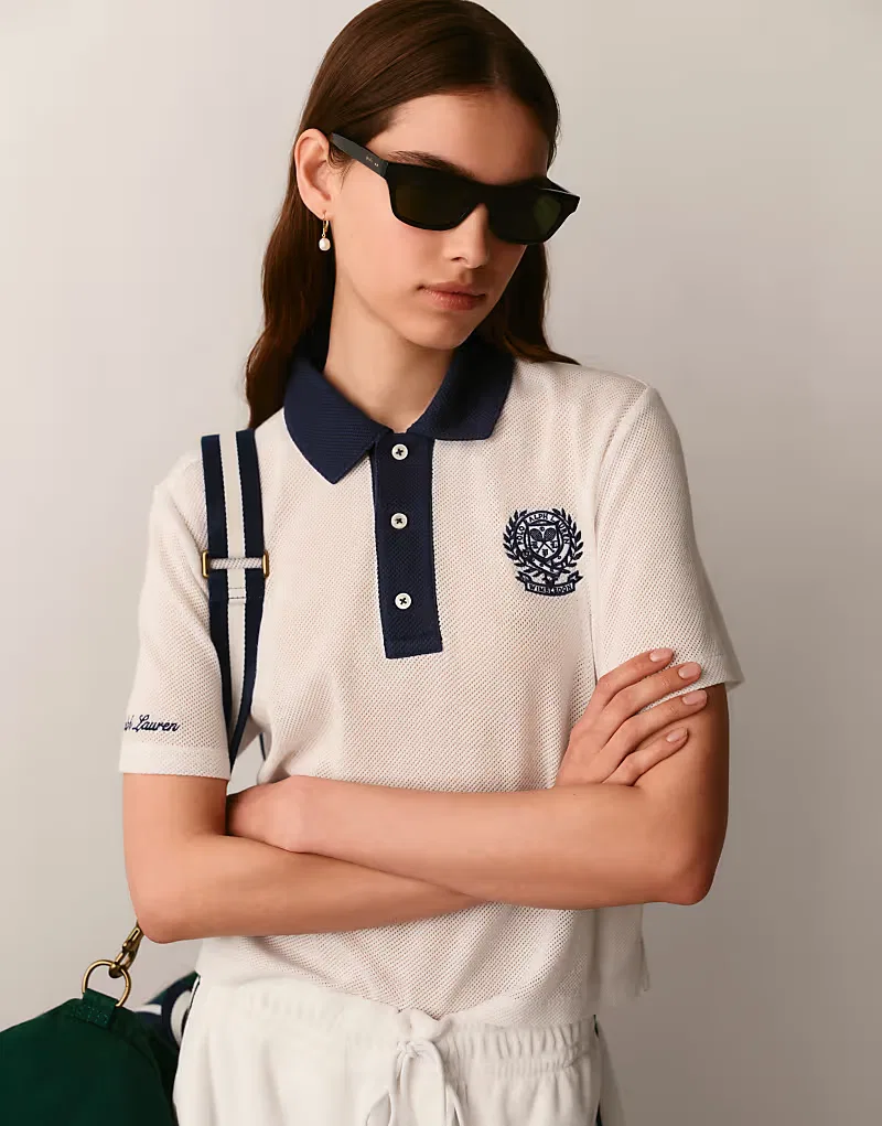 Поло-рубашка Polo Ralph Lauren Wimbledon из смеси хлопка и льна с контрастным воротником, белый