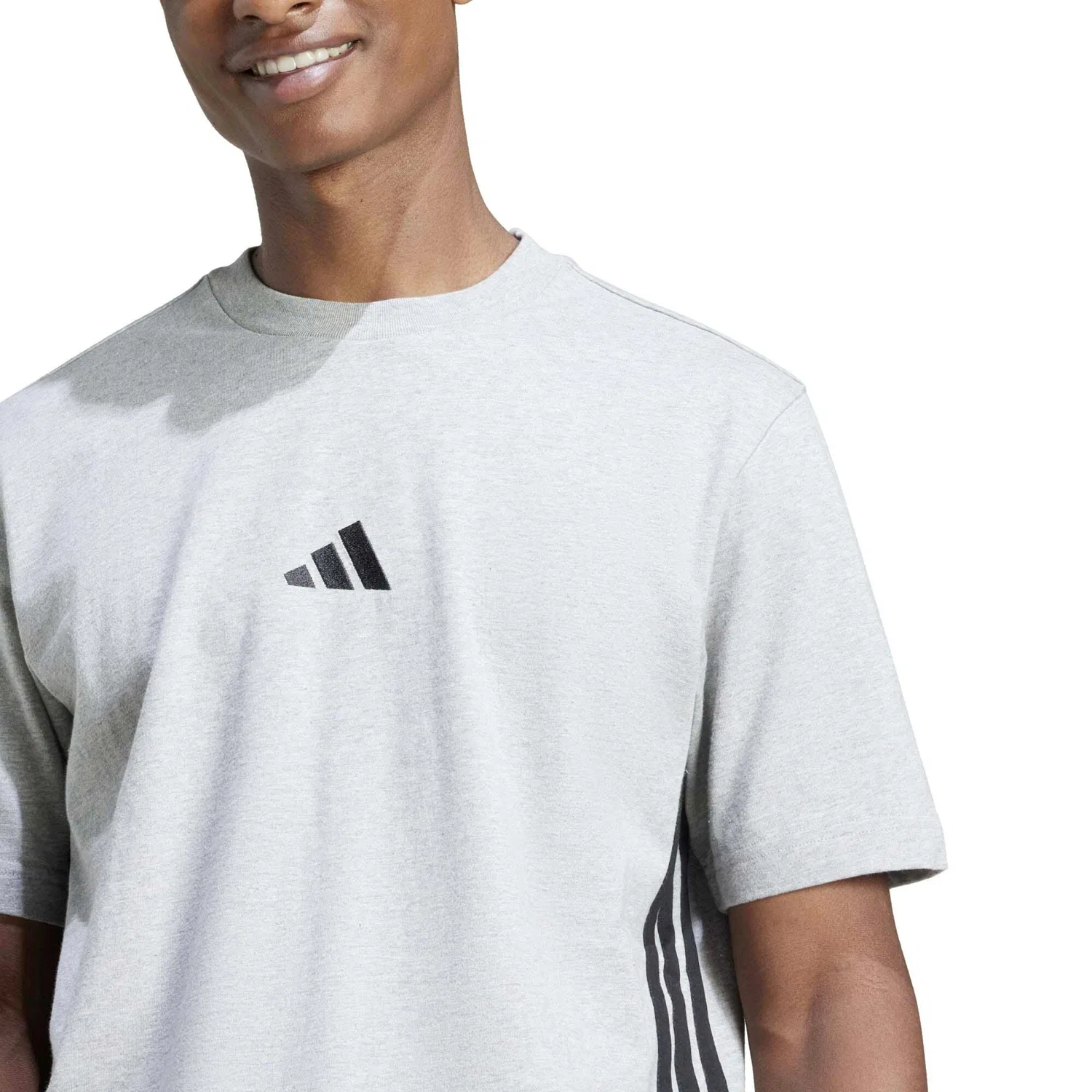 Мужская хлопковая футболка Adidas 3S Single Jersey Tee, Grau — фото 4