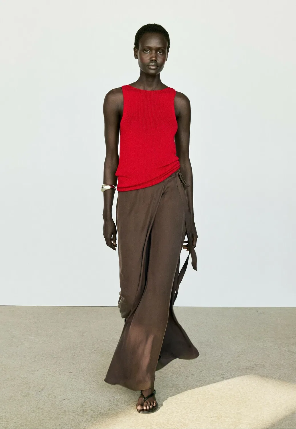Юбка-Обертка Massimo Dutti, Dark Brown — фото 4