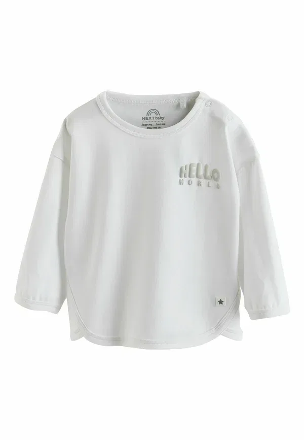 Комплект из топа с длинным рукавом и брюк, полосатый, Set unisex - long sleeved top, Next, white, белый — фото 3