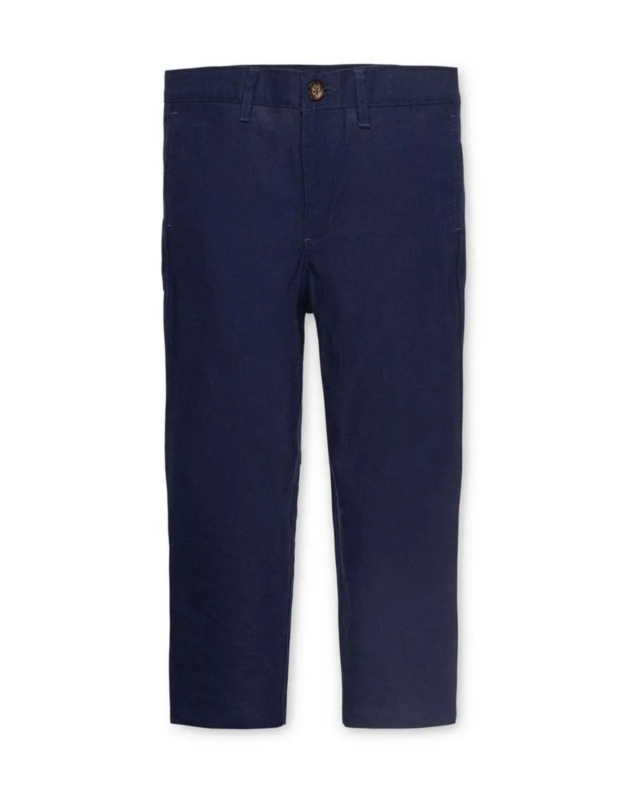 Брюки из льна с хлопком, с регулируемым поясом Hope & Henry, Navy Linen