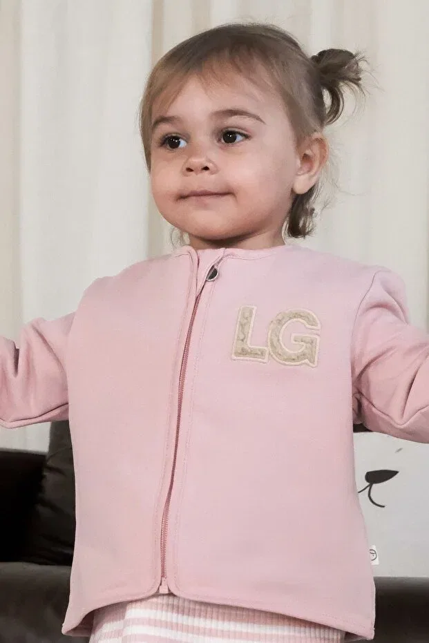 Детская пушистая куртка из органического хлопка, розовая Little Gusto