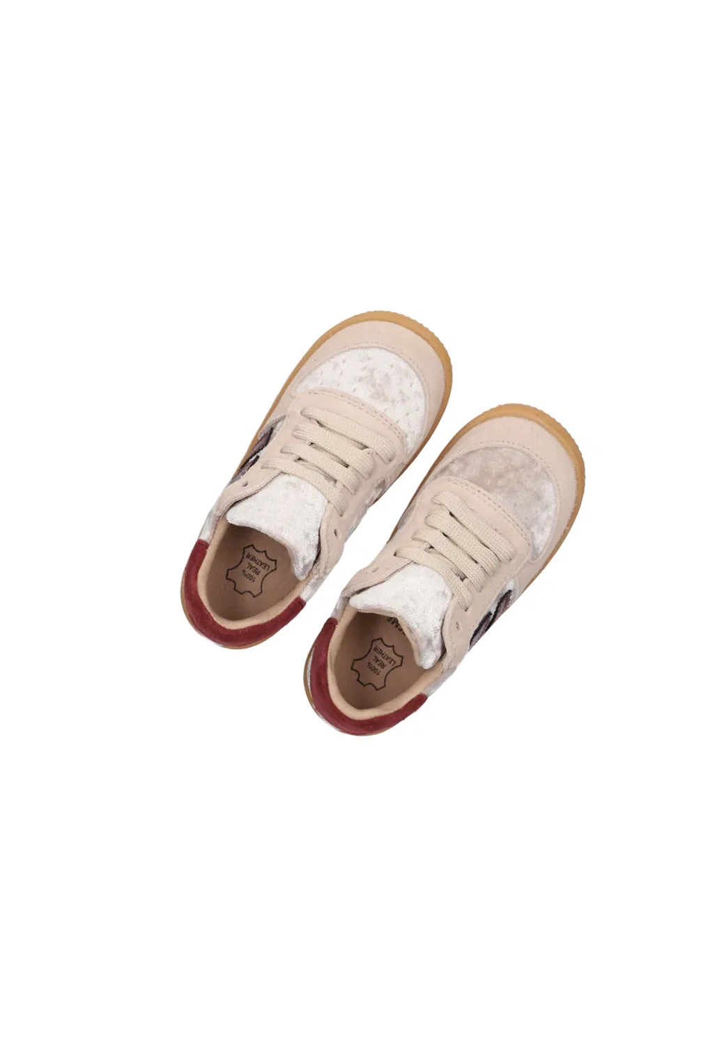 Кроссовки Meisjes lage bn26w002. - детская обувь Shoesme, Beige Red Velvet — фото 3