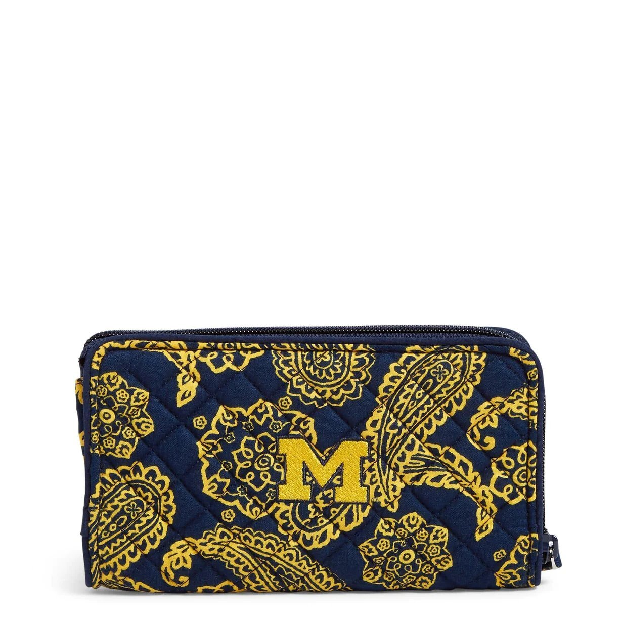 

Кошелек Vera Bradley Cotton Collegiate Front Zip With Rfid Protection, темно-синий/желтый