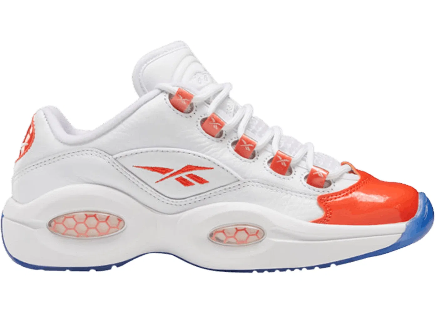 Детские кроссовки Lifestyle с патентованной кожей Reebok Question Low, White/Patent Orange/Ice
