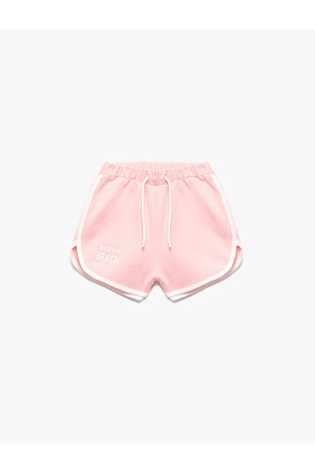 Детские шорты для девочек с принтом Cotton Tie Waist Printed Koton, Rose