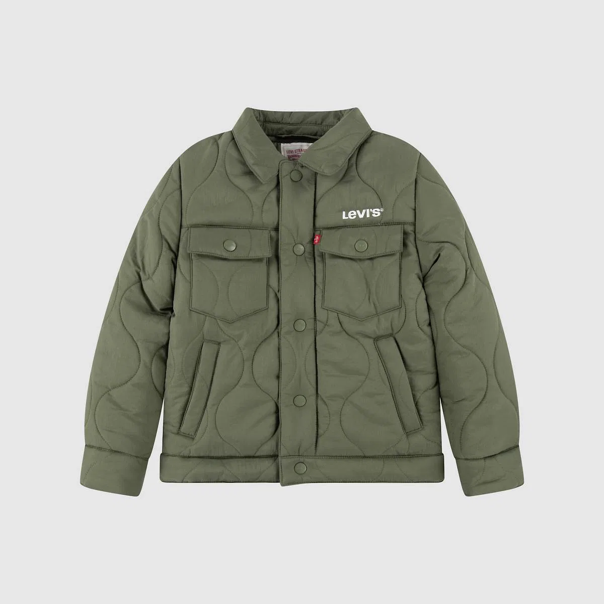 Стеганая куртка дальнобойщика для мальчиков 4-7 лет Levi's, Four Leaf Clover - Green