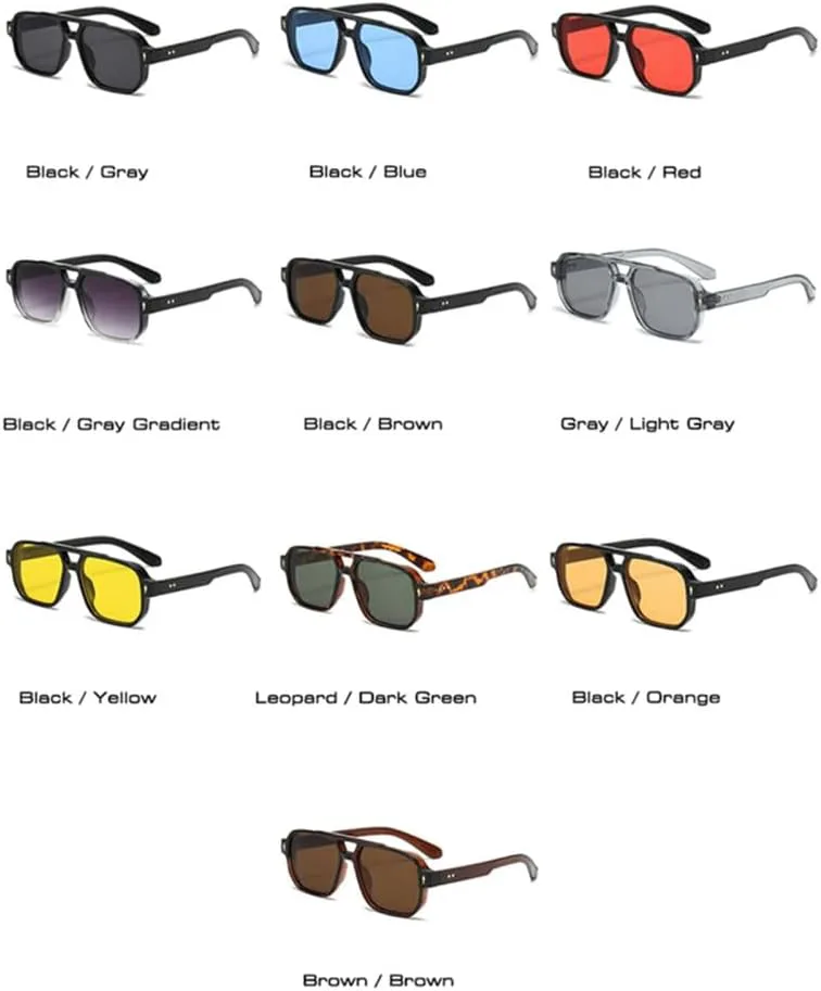 

Винтажные мужские солнцезащитные очки с двойной перемычкой, серые линзы Ocean, защита от ультрафиолета UV400, женские солнцезащитные очки с заклепками VFDHN, 2