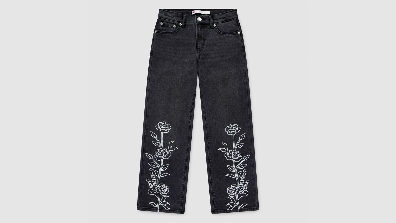 

Широкие брюки с вышивкой для девочек 8-20 лет Levi's, Wish Me Luck - Grey