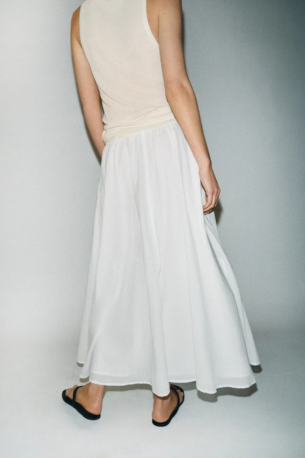 Многослойная юбка миди ZARA, White — фото 3