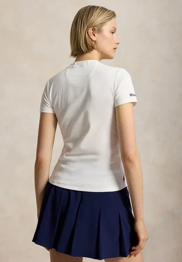 Футболка хлопковая Wimbledon logo ribbed cotton tee, Polo Ralph Lauren, белый — фото 3