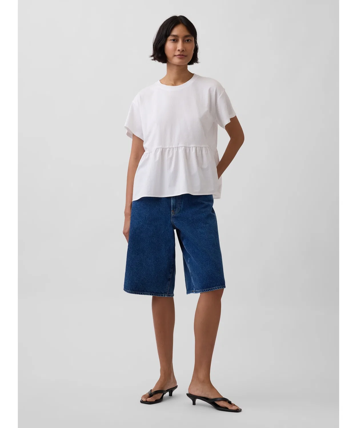 Женская футболка Oversize Mix Media Tied T-Shirt GAP, White — фото 3